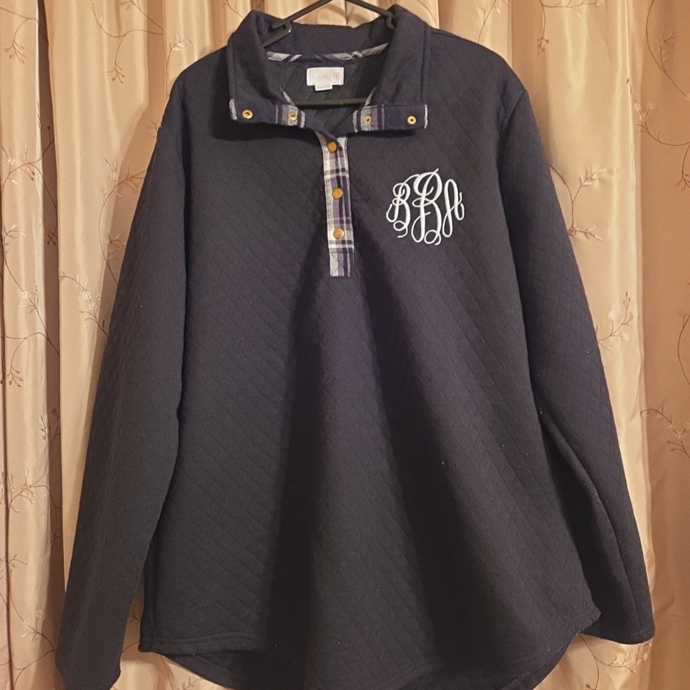 Elegant Black Quilted Pullover With BBA Monigram